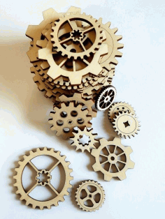 Wood Steam Punk Style Gear Variety Pack Free Vector File