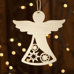 Wooden Angel Christmas Ornament Laser Cut Free Vector File