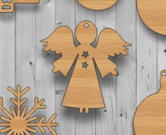 Wooden Angel Christmas Tree Decoration Laser Cut Free Vector File