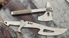 Wooden Axe And Sabre For Laser Cut Free Vector File