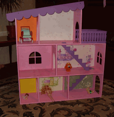 Wooden Barbie House For Laser Cutting Free Vector File
