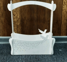 Wooden Basket With Hummingbird Decorative Gift For Laser Cut Free Vector File