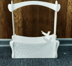 Wooden Basket With Hummingbird Decorative Gift Laser Cut Free Vector File