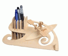 Wooden Boat Race Pen Holder Desk Organizer Pencil Stand Laser Cut Free DXF File