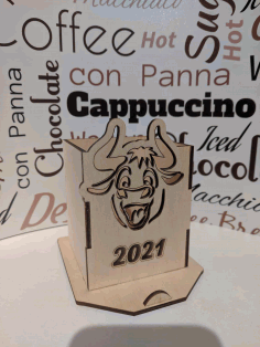Wooden Bull Pen Holder For Desk Laser Cut Free Vector File