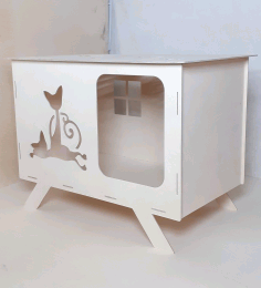 Wooden Cat House For Laser Cut Free Vector File