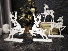 Wooden Christmas Deer Decorations Laser Cut Free Vector File, Free Vectors File