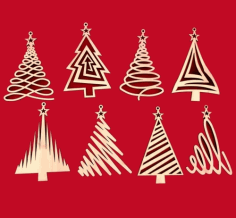 Wooden Christmas Tree Decorations Crafts Laser Cut Free Vector File