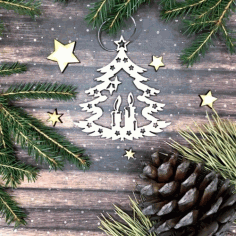 Wooden Christmas Tree Pendants Laser Cut Free Vector File