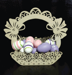 Wooden Decorative Easter Basket For Laser Cutting Free Vector File