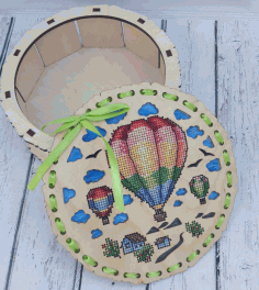 Wooden Decorative Embroidered Box For Laser Cut Free Vector File