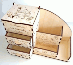 Wooden Decorative Engraved Desk Organizer Laser Cut Free Vector File