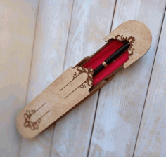 Wooden Decorative Pen Case Gift Box With Engraving Design Laser Cut Free DXF File