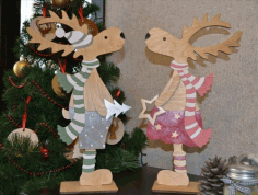 Wooden Deer Christmas Ornaments Laser Cut Free Vector File