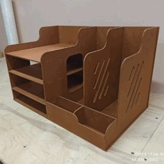 Wooden Desk Organizer Pen And Pencil Holder Laser Cut Free Vector File