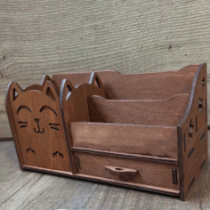 Wooden Desktop Organizer Pen And Pencil Holder Laser Cut Free Vector File