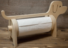 Wooden Dog Tissue Paper Holder Organizer Laser Cutting Free Vector File