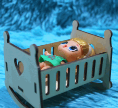 Wooden Doll Crib Rocking Bed For Laser Cut Free Vector File