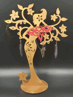 Wooden Elegant Lady Jewellery Stand Laser Cut Free Vector File