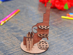 Wooden Gun Pencil Holder Desk Organizer Pen Stand 3mm Laser Cut Free Vector File