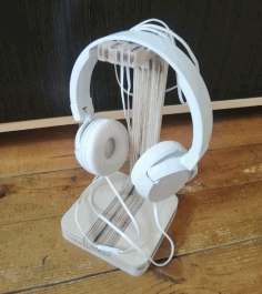 Wooden Headphone Stand Headset Holde For Laser Cutting Free Vector File, Free Vectors File