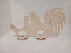 Wooden Hen Rooster Easter Egg Holder Template For Laser Cut Free Vector File