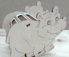 Wooden Hippo Animal Pencil Holder Laser Cut Free Vector File
