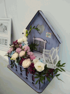 Wooden House Shape Planter For Laser Cut Free Vector File, Free Vectors File