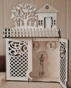 Wooden Key Box Cabinet Keys Storage For Laser Cut Free Vector File