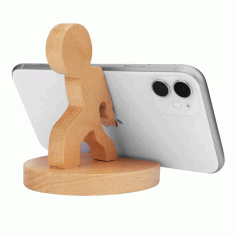 Wooden Kung Fu Kid Smart Phone Holder Stand Laser Cut Free Vector File