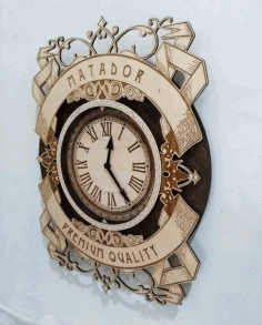 Wooden Matador Premium Wall Hanging Clock Cnc Free Vector File