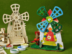 Wooden Mechanical Mill Farm Mill 3d Model For Laser Cut Free Vector File