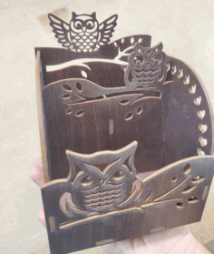 Wooden Owl Organizer 4mm Laser Cut Free DXF File