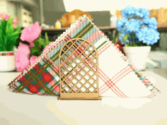 Wooden Pattern Vertical Napkin Holder Laser Cutting Free DXF File