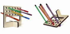 Wooden Pen Holder Stand Office Desk Pencil Organizer Laser Cut Free Vector File