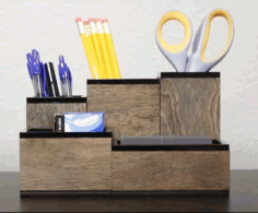 Wooden Pen Holder Wood Desk Organizer Laser Cut Free Vector File