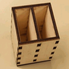 Wooden Pencil Holder Desk Organizer Pen Box Laser Cut Free DXF File