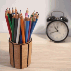 Wooden Pencil Holder Office Desk Organizer Laser Cut Free DXF File