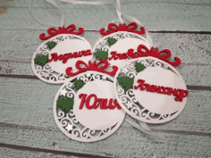 Wooden Personalized Christmas Ornaments Pendants Laser Cut Free Vector File