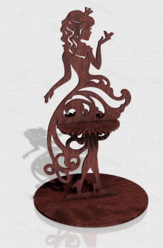 Wooden Princess Napkin Holder Laser Cutting Free Vector File