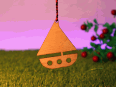 Wooden Sailboat Christmas Tree Ornament Laser Cut Free Vector File