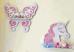 Wooden Shelves Butterfly Unicorn Shelf Free Vector File