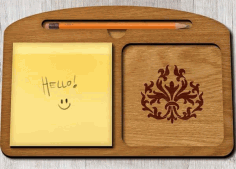 Wooden Sticky Notes And Pencil Holder Office Desk Organizer Laser Cut Free DXF File