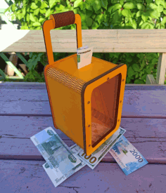 Wooden Suitcase Bank For Laser Cut Free Vector File