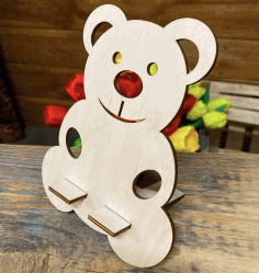 Wooden Teddy Bear Phone Holder For Laser Cut Free Vector File