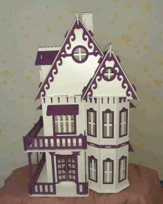 Wooden Toy Villa Doll House For Laser Cut Free Vector File
