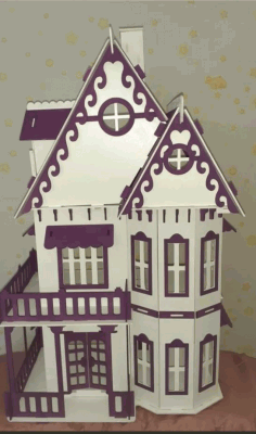 Wooden Toy Villa Doll House Free Vector File