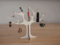 Wooden Tree Jewelry Stand Ring Holder For Laser Cut Free DXF File