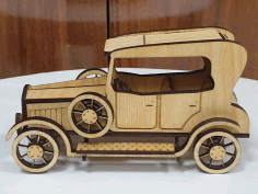 Wooden Vintage Classic Retro Ford Toy Car Model Laser Cut Free Vector File