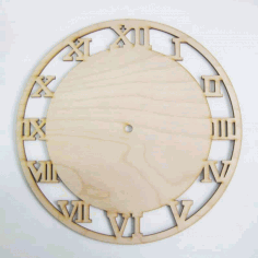 Wooden Wall Clock Face With Roman Numerals Laser Cut Free Vector File